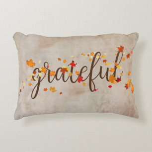 Grateful Autumn Leaves Decorative Cushion