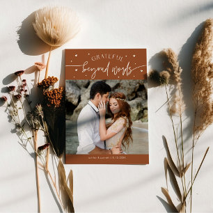 Grateful Beyond Words Wedding Photo Terracotta Thank You Card