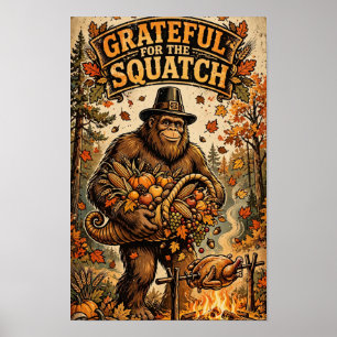 Grateful Bigfoot Thanksgiving Harvest Poster