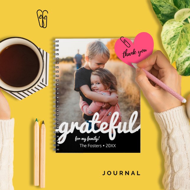 Grateful Black and White Script Custom Photo  Notebook (Creator Uploaded)