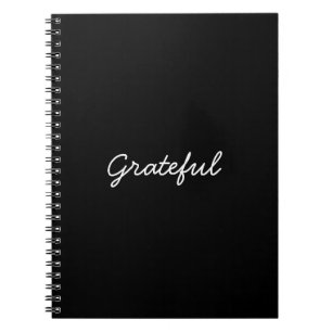 Grateful black custom casual script gratitude notebook