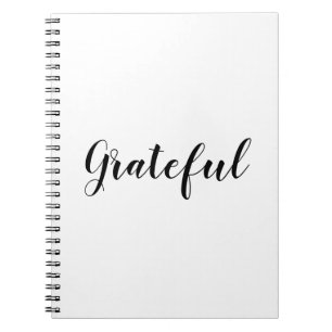 Grateful black white custom script text cute notebook