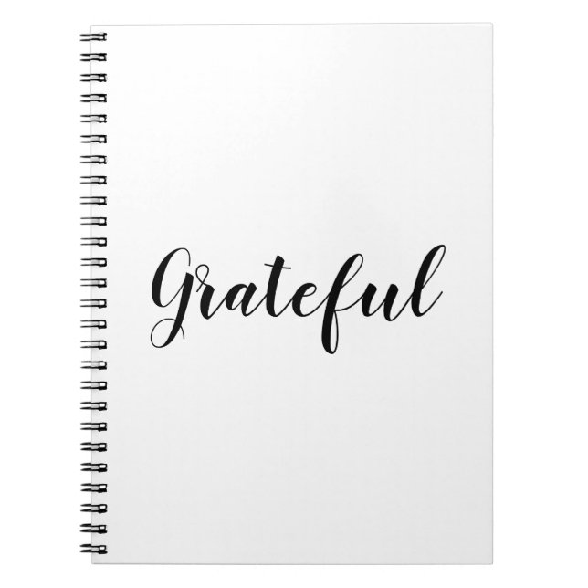Grateful black white custom script text cute  notebook (Front)