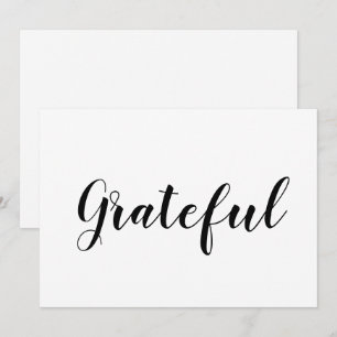 Grateful black white script cute thanksgiving card
