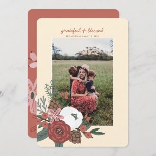 Grateful & Blessed Thanksgiving Photo Holiday Card