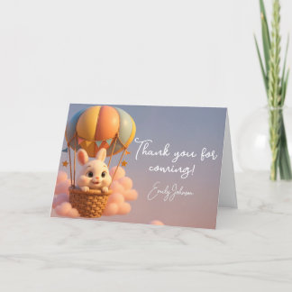 Grateful Bunny Hot Air Balloon with Dreamy Clouds Thank You Card