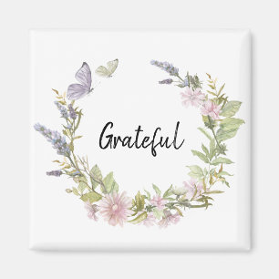 Grateful Butterflies Floral Wreath Refrigerator  Magnet
