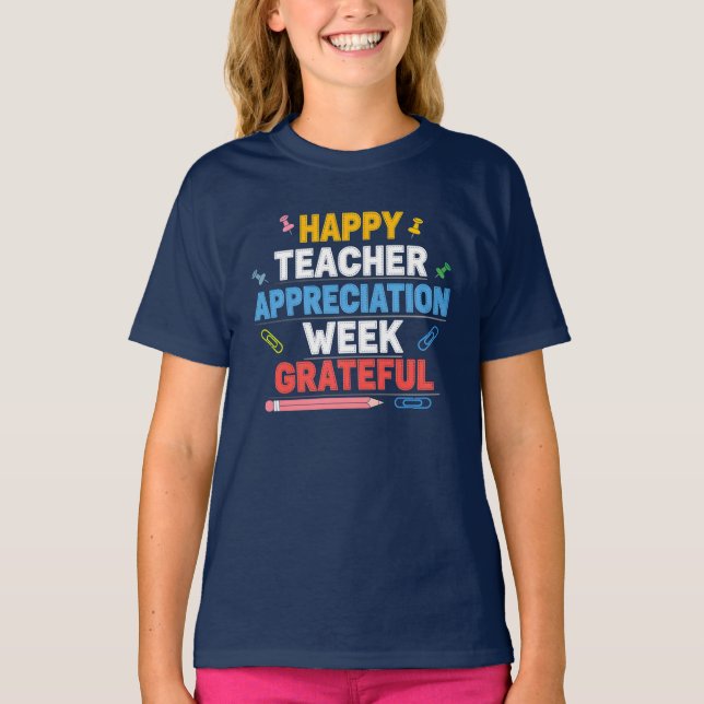 Grateful Colourful School Design T-Shirt (Front)