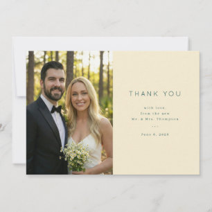 Grateful Cream Minimalist Photo Thank You Card