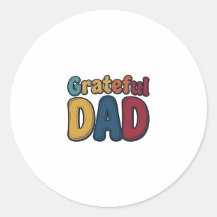 Grateful Dad Retro Bubble Letter Shirt Design_1 Classic Round Sticker