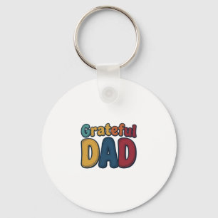 Grateful Dad Retro Bubble Letter Shirt Design_1 Key Ring