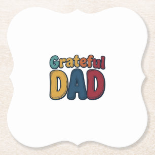 Grateful Dad Retro Bubble Letter Shirt Design_1 Paper Coaster