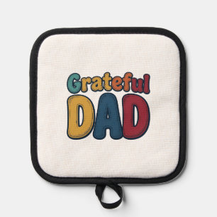 Grateful Dad Retro Bubble Letter Shirt Design_1 Pot Holder