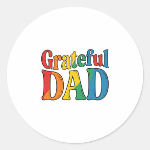 Grateful Dad Vintage Rainbow Typography Shirt_1 Classic Round Sticker