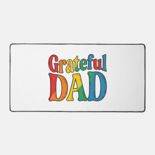 Grateful Dad Vintage Rainbow Typography Shirt_1 Desk Mat