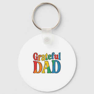 Grateful Dad Vintage Rainbow Typography Shirt_1 Key Ring