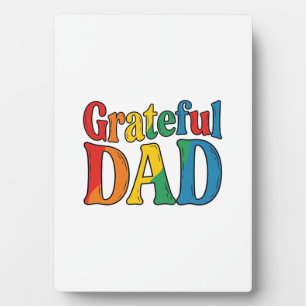 Grateful Dad Vintage Rainbow Typography Shirt_1 Plaque