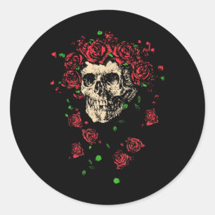 Grateful Dead Bertha Skull With Roses Vintage Band Classic Round Sticker