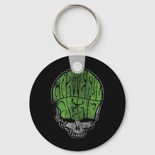 Grateful Dead Psychedelic Green Stealie Skull Vint Key Ring