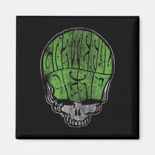Grateful Dead Psychedelic Green Stealie Skull Vint Magnet