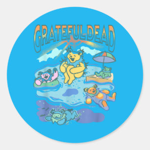 Grateful Dive Summertime Swimming Bears Vintage Classic Round Sticker