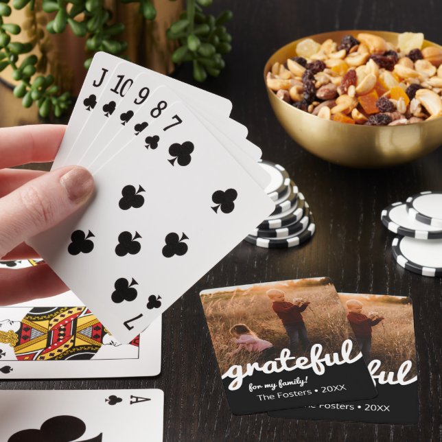 Grateful For My Family Custom Photo  Playing Cards (In Situ)