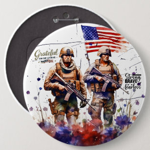 Grateful for our Veterans 6 Cm Round Badge