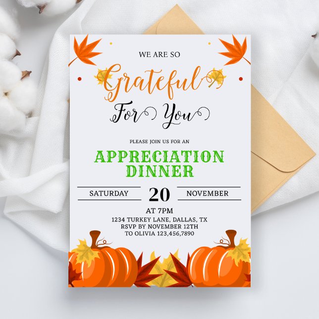 Grateful For You Fall Appreciation Thanksgiving Invitation (Creator Uploaded)