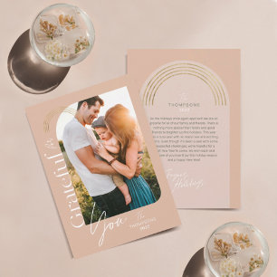 Grateful For You Modern Geometric Arch One Photo Holiday Card