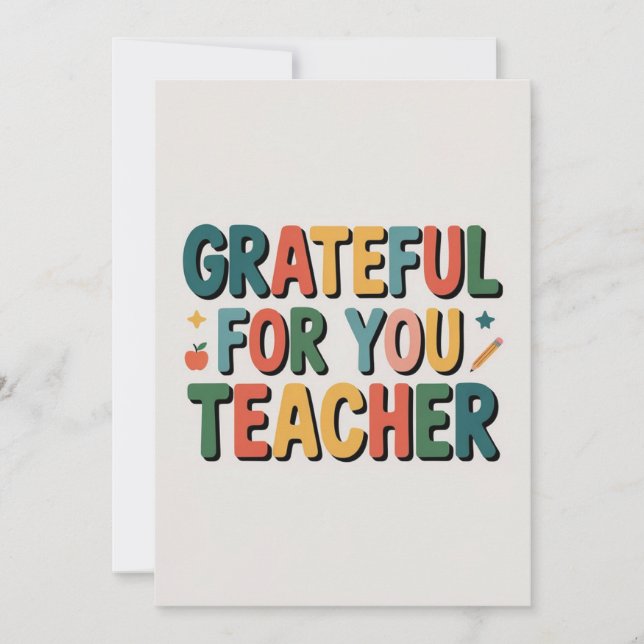 Grateful for You Teacher Appreciation Card (Front)