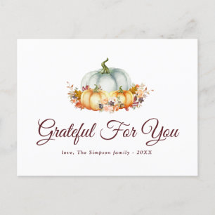 Grateful for you thanksgiving holiday postcard