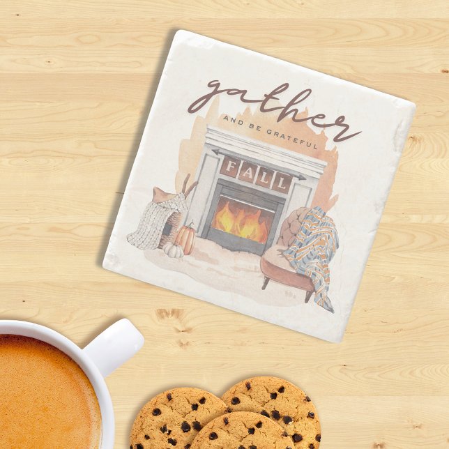 Grateful Friendsgiving Gathering Stone Coaster (Creator Uploaded)