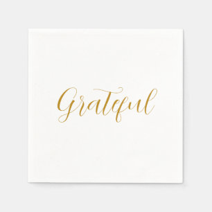 Grateful Gold Script Minimalistic Thanksgiving Napkin