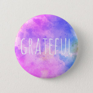 "Grateful" gratitude reminder minimalistic modern 6 Cm Round Badge