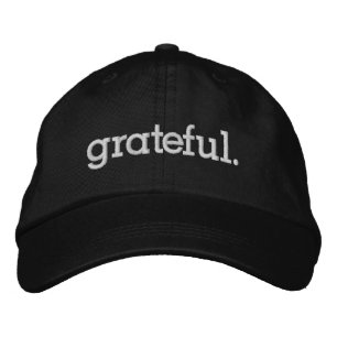 Grateful Gratitude Thanksgiving White Embroidered Hat