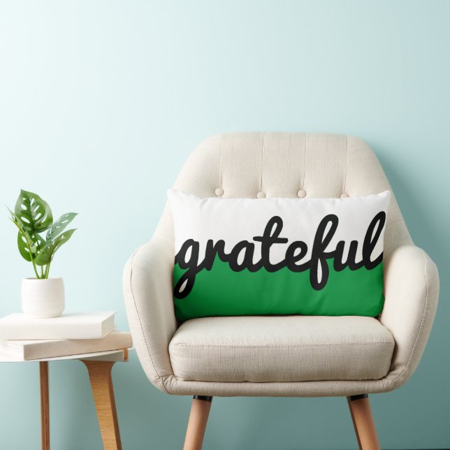 Grateful Green Black White Colour Block Lumbar Cushion (Chair)