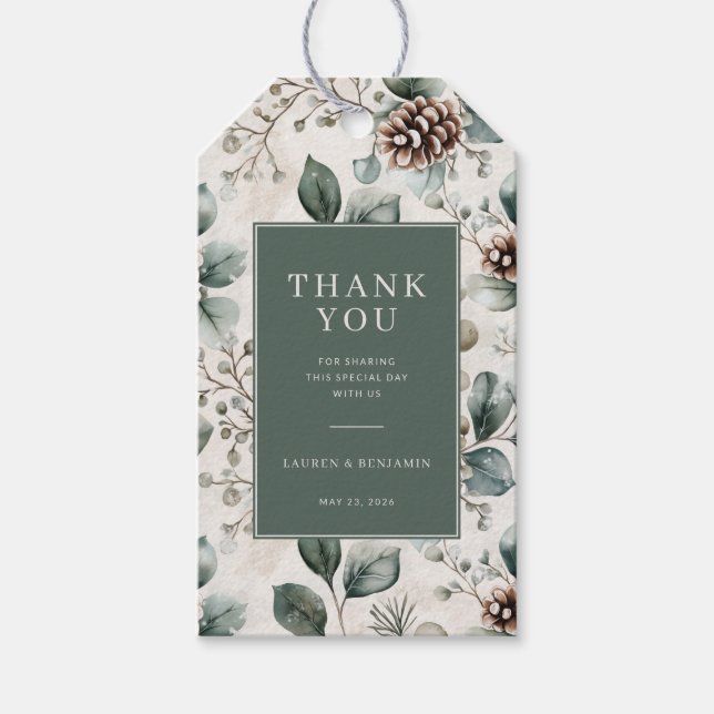 Grateful Green Botanical Gift Tags (Front)