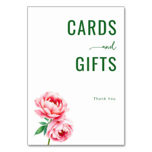 Grateful Green Botanical Peonies Table Number