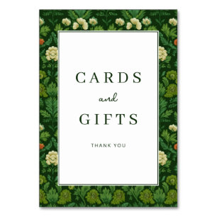 Grateful Green Floral Border Table Number