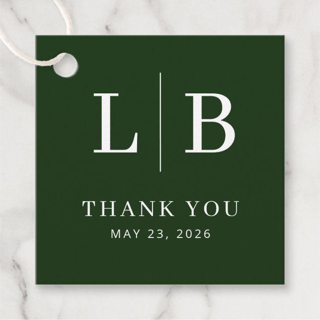 Grateful Green Serif Wedding Favour Tag (Front)