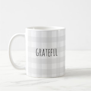 Grateful Grey Check Pattern Coffee Mug