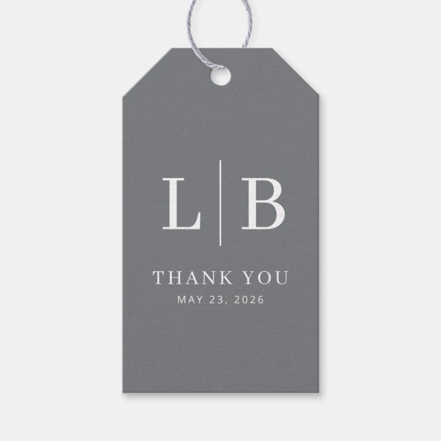 Grateful Grey Minimalist Wedding Favour Tag (Front)