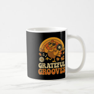 Grateful Grooves Retro Thanksgiving Turkey Autumn Coffee Mug