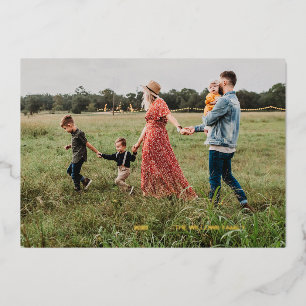 Grateful Hand-Lettered Foil Holiday Photo Card