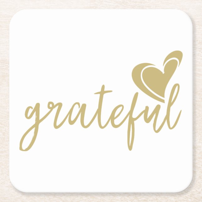 grateful heart square paper coaster (Front)