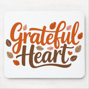 Grateful Heart Typography Mouse Pad