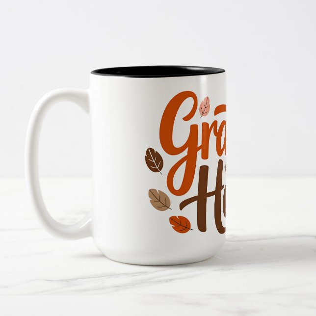 Grateful Heart Typography Two-Tone Coffee Mug (Left)