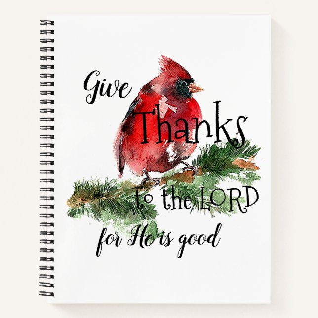 "Grateful Heart" Watercolor Cardinal Journal (Front)