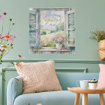 Grateful heart watercolor floral window  faux canvas print<br><div class="desc">Grateful heart watercolor floral window</div>