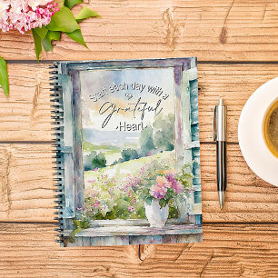 Grateful heart watercolor floral window journal